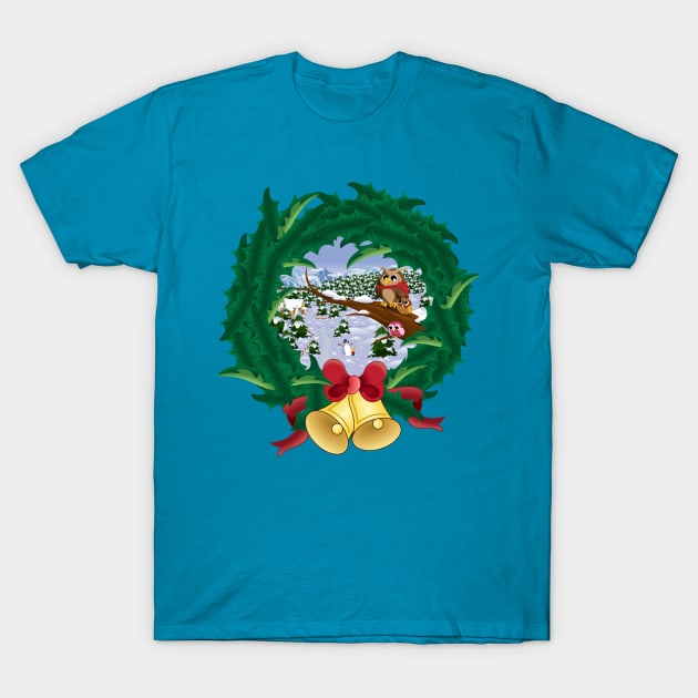 Holiday Owl T-Shirt by PandaBoxArt